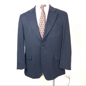 Taylor's Row Finery 100% Camel Hair 3 Button Navy Blue Sport Coat